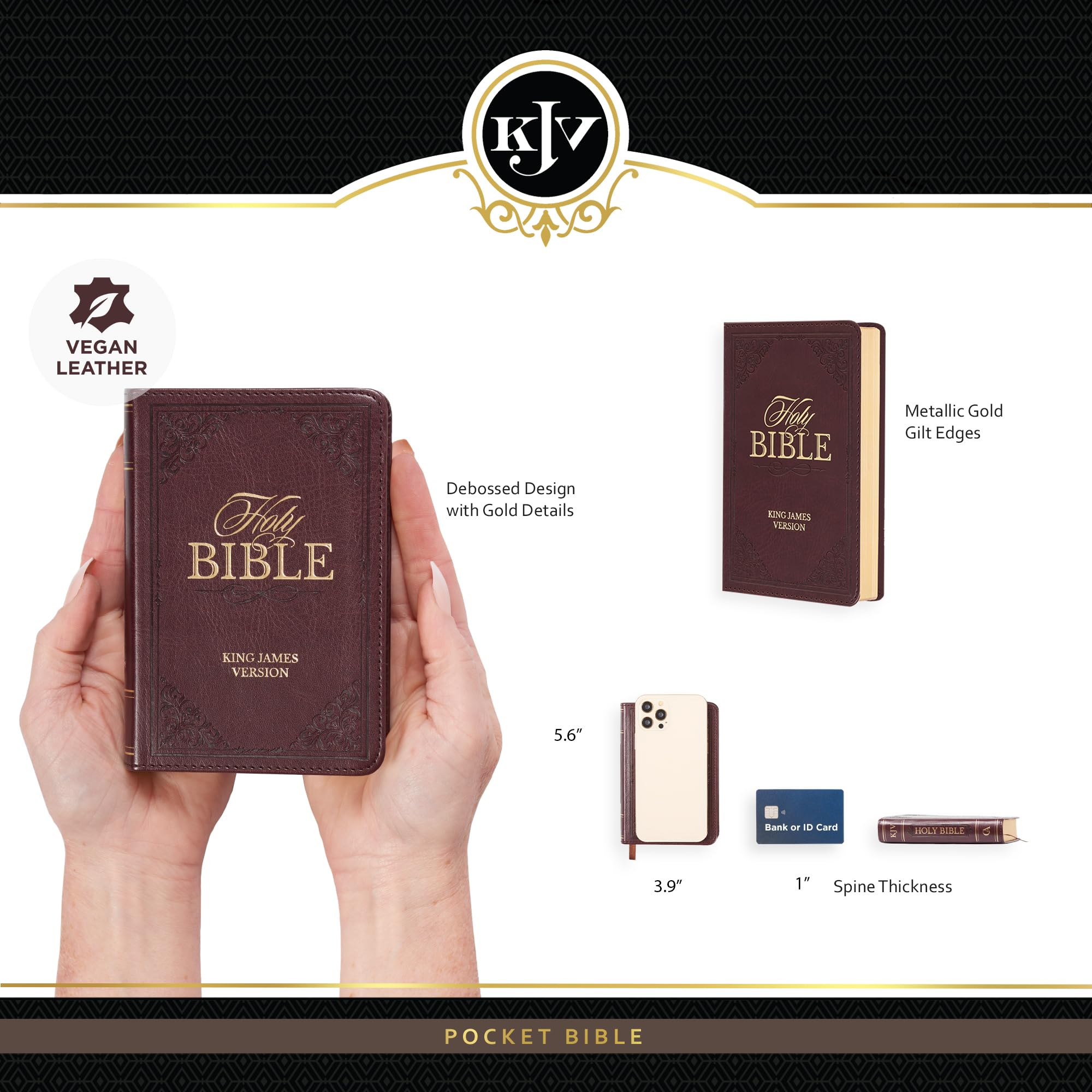 KJV Holy Bible, Mini Pocket Size, Faux Leather Red Letter Edition - Ribbon Marker, King James Version, Burgundy (KJV Pocket Editions)