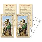 St. Joseph Prayer Cards - Laminated Set of 4, Made in Italy - Patron of Fathers & Families - 5 Item Set