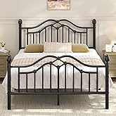 LoVinson Queen Metal Bed Frame with Headboard and Footboard, Modern Iron Platform Bed Frame Support Up to 1200LBS, Under Bed Storage, No Box Spring Needed, Easy Assembly, Black