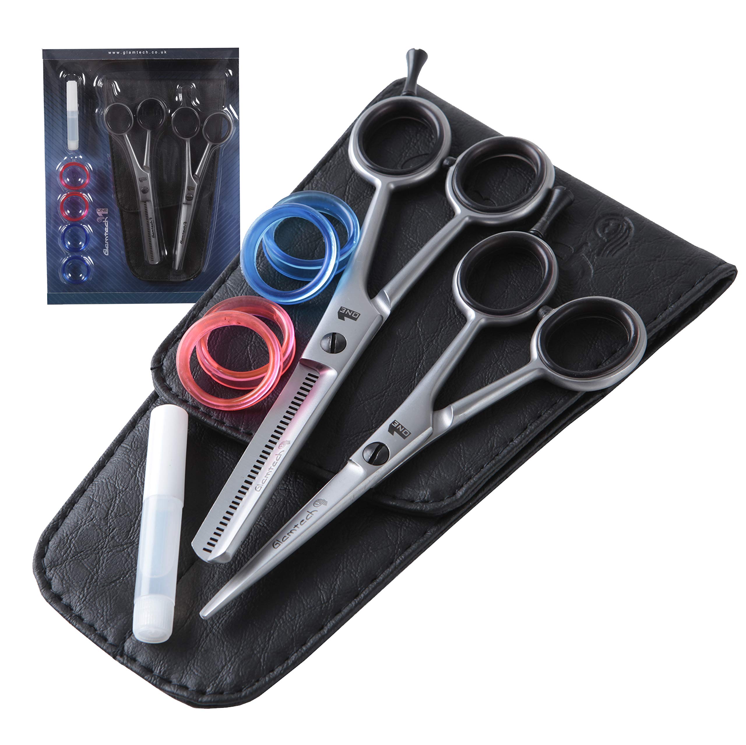 Glamtech One Scissor and Thinner Set (5 inch) - Professional Hairdressing Set for Cutting & Thinning