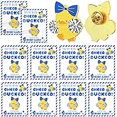Quelay 24 Pack Cheer Team Gifts Bulk Cheerleader Duck Pins Brooches You've Been Cheer Ducked Tags Team Inspirational Gift Accessories for Teammates