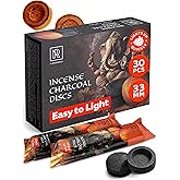 Charcoal Discs to Burn Incense - 30 pcs Charcoal for Incense Burning - 33 mm Most Quick Light Coals Tablets by M. ROSENFELD - 33 mm Resin Burner Rolls &ndash; Pack of 30 Instant Fire Coal Tablets