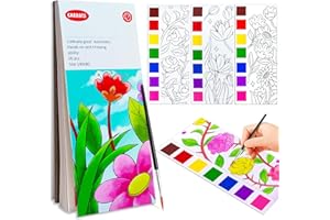 JZILU Watercolor Coloring Book, Paint with Water Books for Kids, Mini Watercolor Paint Pad, Arts and Crafts for Girls Ages 4-8, Travel Kit Easter Basket Stuffers