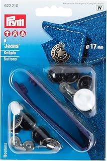 Prym 622210 Nähfrei-Jeans-Knöpfe American Star Messing 17 mm Altsilber, 8 Stück