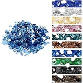 Onlyfire 10 pounds Fire Glass for Propane Fire Pit and Gas Fireplace, 1/4 Inch Reflective Firepit Glass Rocks for Fire Pit Table and Fire Bowl, High Luster Pacific Blue
