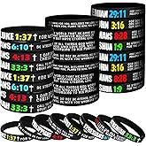 Civaner 96 Pieces Bible Verses Silicone Bracelets Religious Rubber Wristbands Inspirational Messages Wrist Bands Colored Silicone Presents Bible Wristbands for Men Women Teenagers Teachers