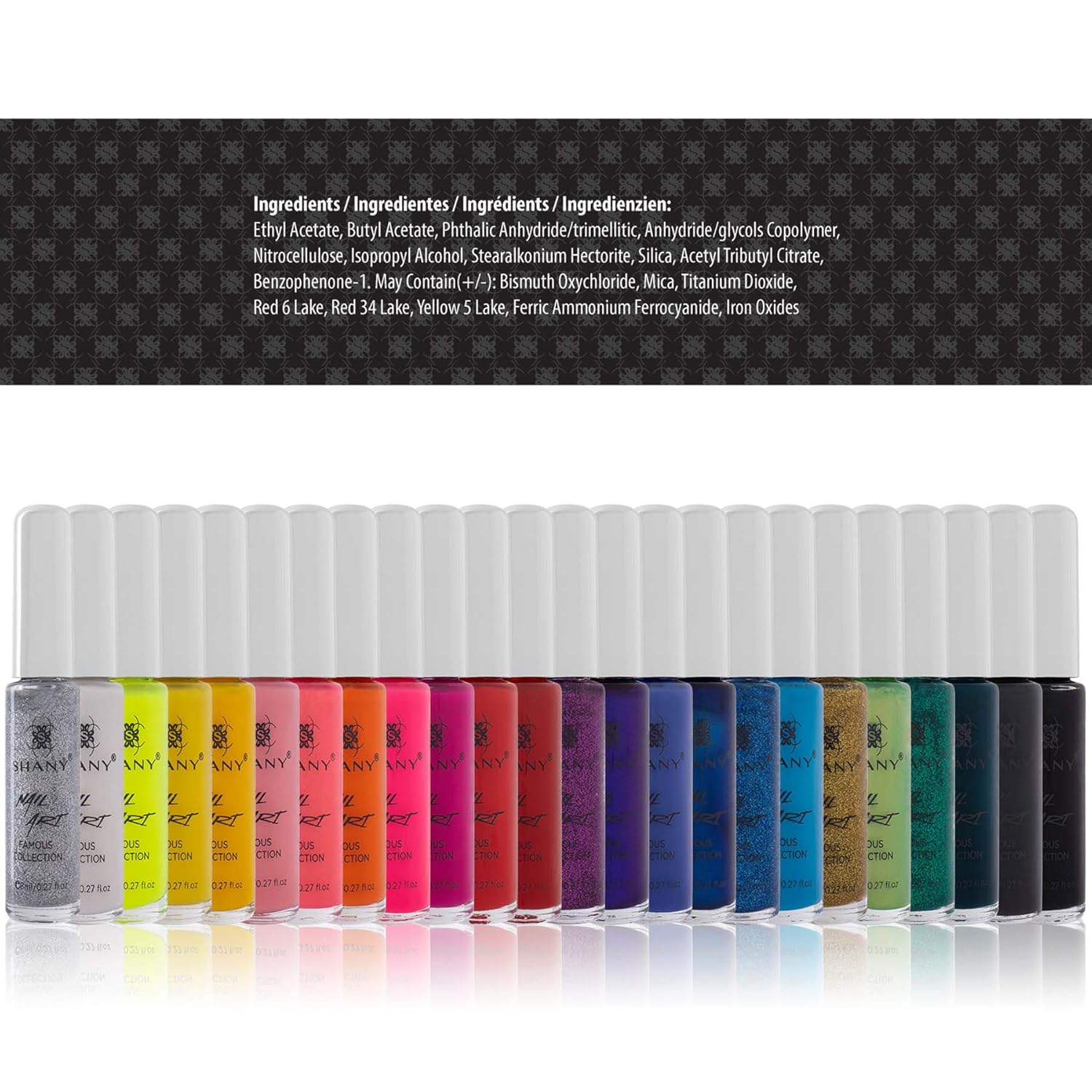 SHANY Nail Art Set (24 Famous Colors Nail Art Polish, Nail Art Decoration) : Beauty