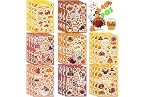 OTAITY Happy Thanksgiving Stickers 640PCS Fall & Autum Sticker for Kids, Maple Leaves Sticker for Thanksgiving Theme Party Supplies Envelopes Cards Decorations
