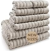Softerry Pure Organic Cotton Bath Towel Set - 100% Soft Cotton - Extra Absorbent and Durable - 500 GSM Quick Dry - Luxury Hotel & Spa Quality - Fade Resistant - Eco Friendly (Khaki, Set of 8)