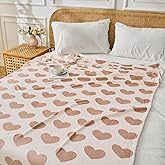 FY FIBER HOUSE Heart Blanket Valentines Day Blanket Gift for Women Men Girls Soft Cozy Fannel Throw Blankets for Lover All Season Use, 50x60 Inches, Khaki