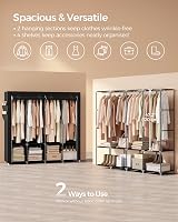 SONGMICS Portable Clothes Wardrobe, Large Capacity, 4 Rails, Black view 4