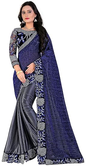 KEDARFAB Womens Lycra & Art Silk Saree With Blouse Piece