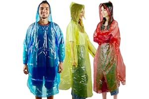 CAPHONT 3 PCS Disposable Clear Rain Ponchos For Adults Ponchos With Hood Family Pack