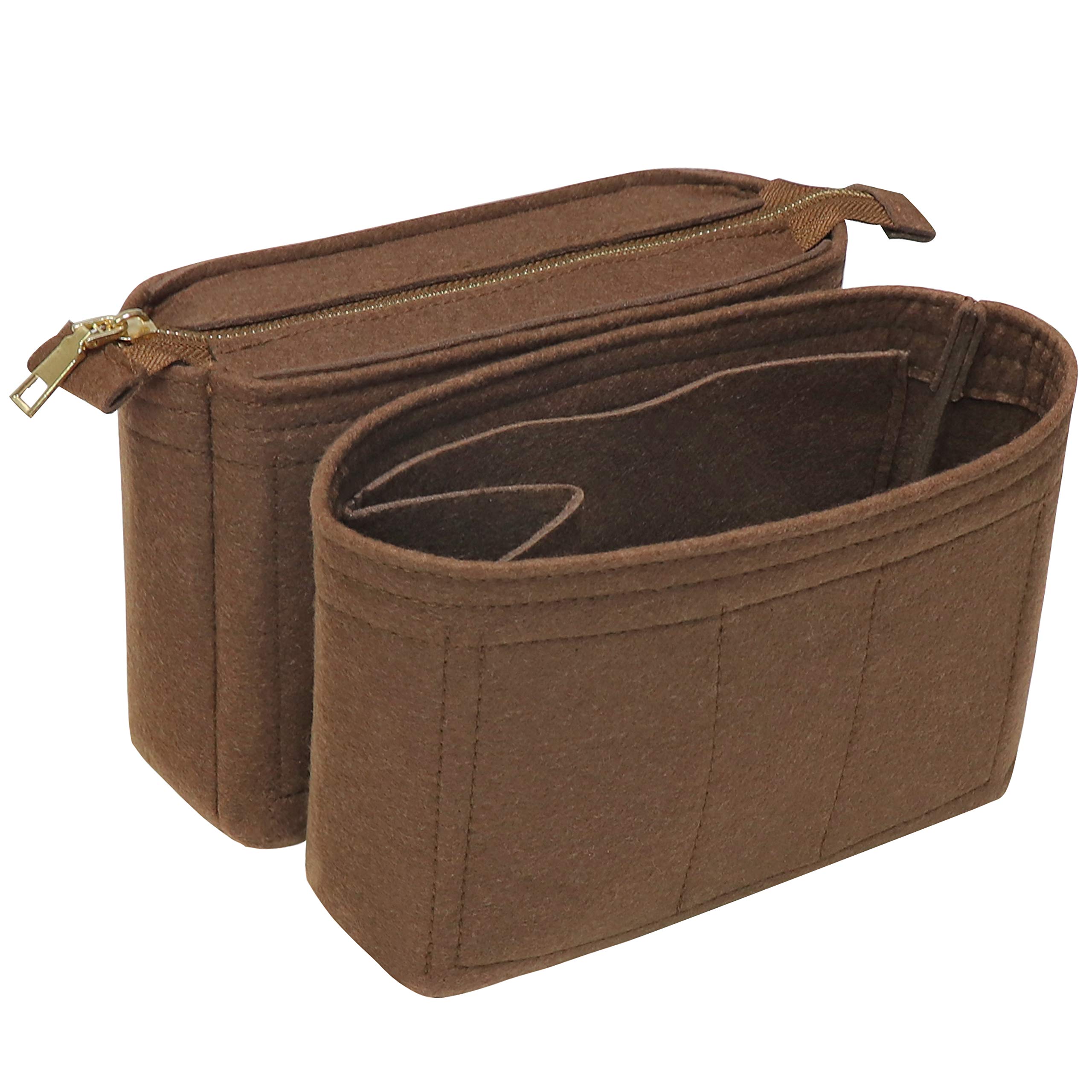 Soyizom Minimalist Functional Felt Bag Organizer Insert for Tote Bag - 2 Packs - Coffee