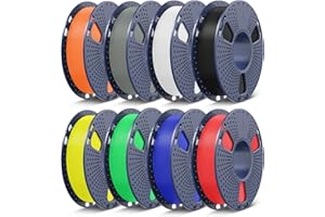 SUNLU PLA+ Filament Mini Pack, 1.75mm PLA Plus 3D Printer Filament Bundle, Tough & Neatly Wound, 250g/Spool, 8 Packs (Black+W