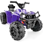 Best Choice Products 12V Kids Ride-On Electric ATV, 4-Wheeler Quad Car Toy w/Bluetooth Audio, 2.4mph Max Speed, Treaded Tires, LED Headlights, Radio - Purple
