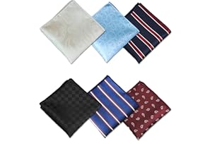 6PCS Men's Handkerchiefs, Pocket Squares Sets, Soft Gents Hankies Set, Soft Polyester Pocket Hanks Men's Stripe Checkered Pat