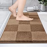 PURRUGS Bathroom Rug Non-Slip Machine Washable 20" x 30", Super Absorbent and Quick-Dry Bath Mat, Extra Soft and Plush Bath Rug for Shower, Bathtub and Sink, Grayish Brown & Coffee