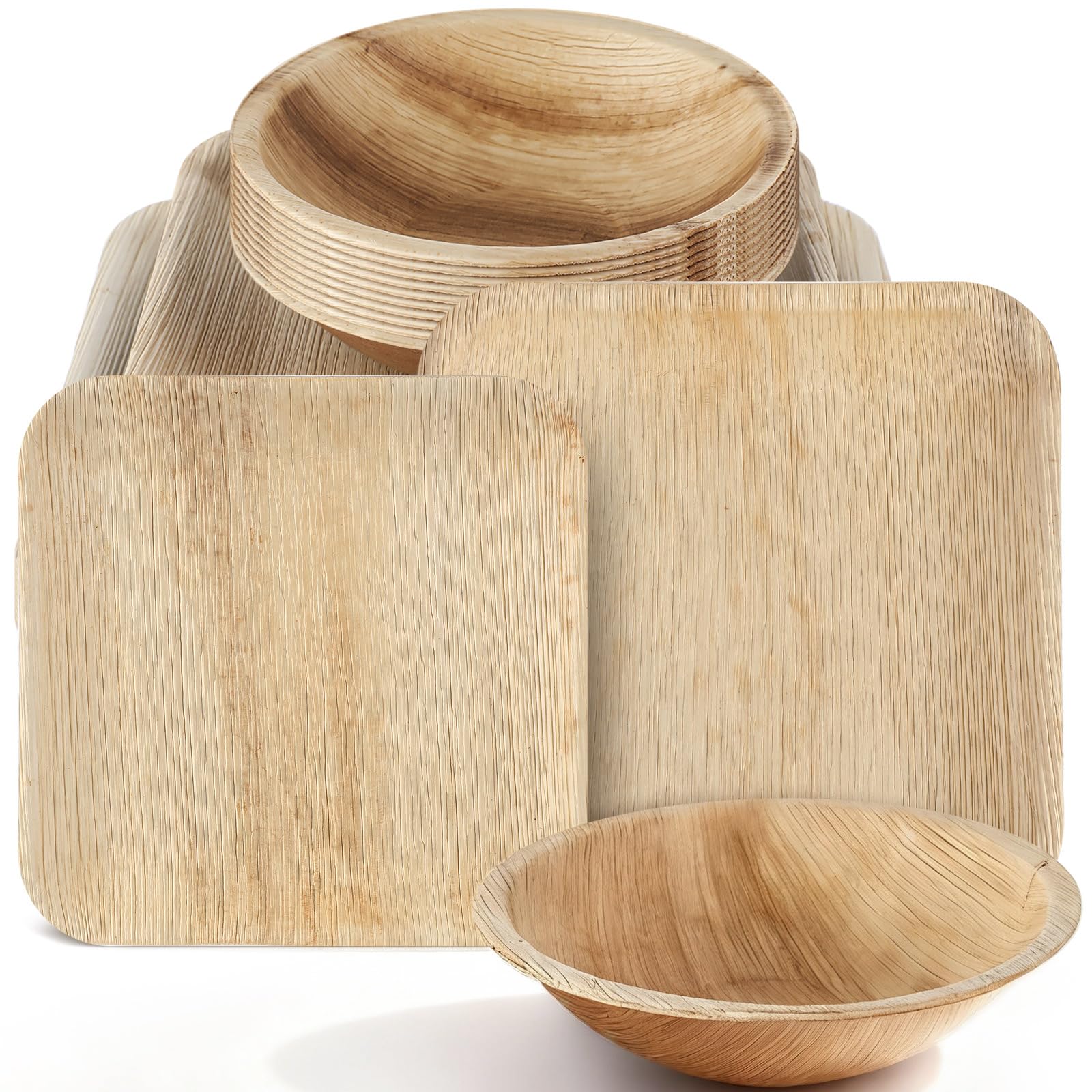 Photo 1 of Havawish 75 Pcs Compostable Palm Leaf Plates and Bowls Set 16 oz Biodegradable Bowls 8 & 9 Inch Bamboo Paper Disposable Plate for Party Dinner Bulk Party Dinnerware Supplies for 25 Guests