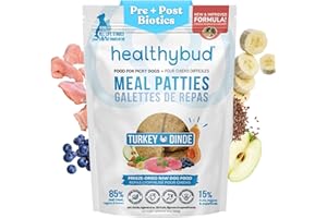 Healthybud Turkey Patties Freeze-Dried Raw Dog Food – 85% Meat & Organs – with Pre & Postbiotics – Soft Rehydratable Format –