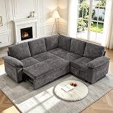 85'' Modular Sectional Sleeper Sofa, L Shape Pull Out Sofa Bed with Storage | 5 Seat Convertible Sectional Couches for Living Room, Apartment, Cloud Modular Couch with Storage, Pull Out Couch, Gray
