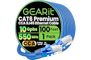 GearIT Cat6 Ethernet Cable CCA (100 feet) LAN Network Cord, UTP, Internet, Cat 6 Network Cable - Blue, 100ft