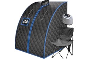 ouluu Portable Steam Sauna Box, Portable Sauna for Home with 2.6L Steamer, Personal Sauna with Folding Sauna Chair, 2.6’ x 2.6’ x 3.5’, Black