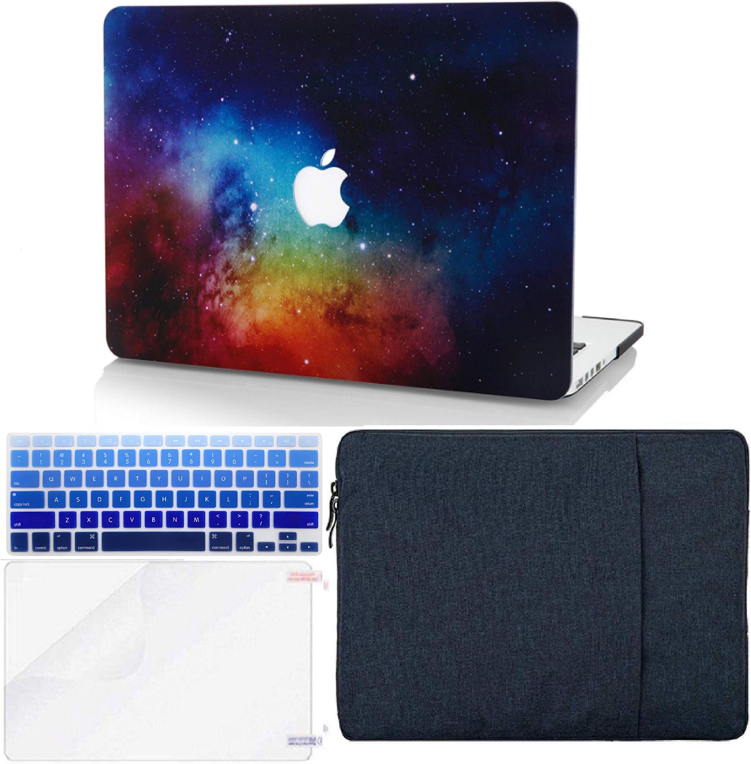 KECC Laptop Case for MacBook Air 13" Retina (2020/2019/2018, Touch ID) w/Keyboard Cover + Sleeve + Screen Protector (4 in 1 Bundle) Plastic Hard Shell Case A1932 (Night Dream)