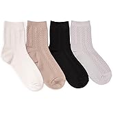 MUK LUKS Women's 4-Pk. Fluffy Microfiber Texture Crew Socks