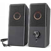 ROSON Computer Speakers for Desktop PC with Volume Control &amp; Headphone Jack | Compact 2.0 Channel Stereo Desktop &amp; Laptop Speaker, 6W, Enhanced Auido, Plug &amp; Play USB Powered (USB-A), 3.5mm AUX.