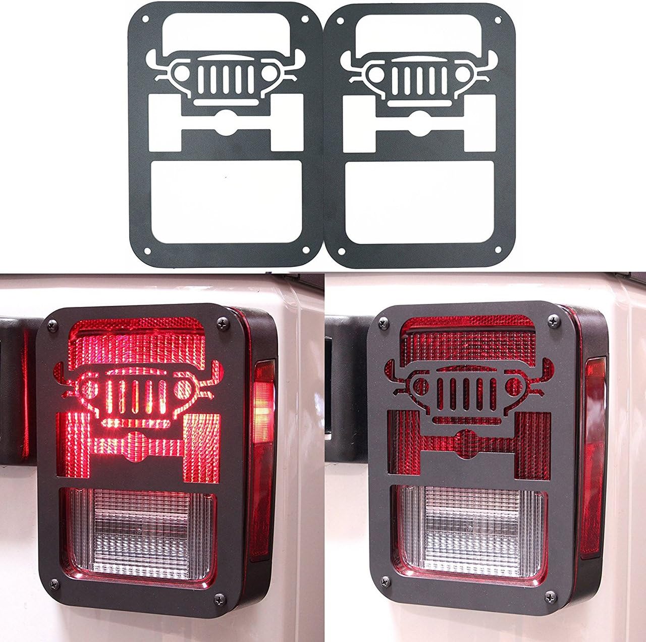 Iparts Stainless Steel Tail Light Guard Taillight Cover Kit for 2007-2017 Jeep Wrangler JK Pair (Jeep)