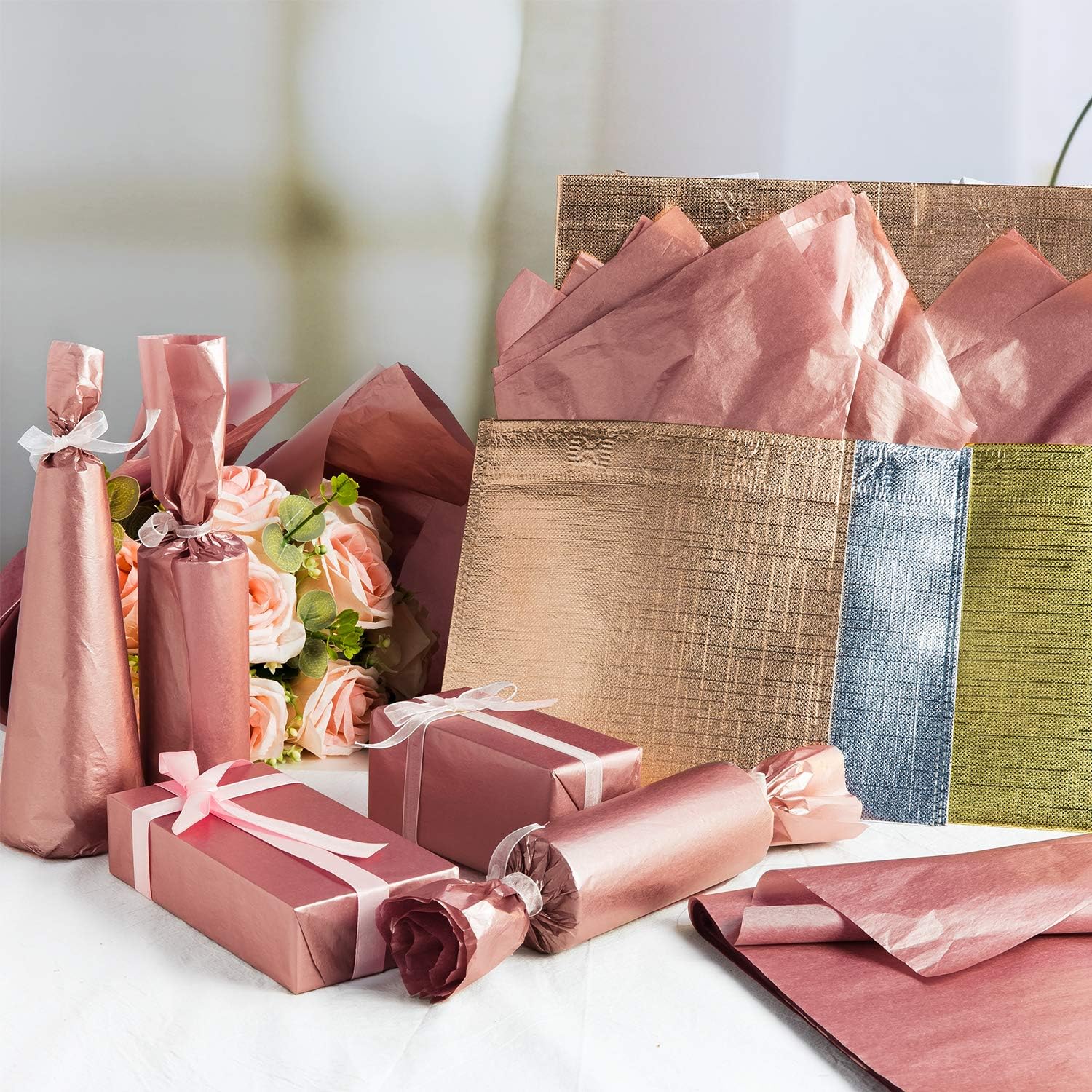 Whaline Rose Gold Tissue Paper Bulk, 100 Sheets Metallic Gift Wrapping Paper for Home, Kitchen, Weddings, Birthday Party, Showers, Arts Crafts, DIY: Arts, Crafts & Sewing