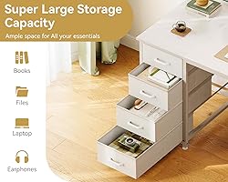 ODK 48 Inch White Computer Desk with 8 Fabric