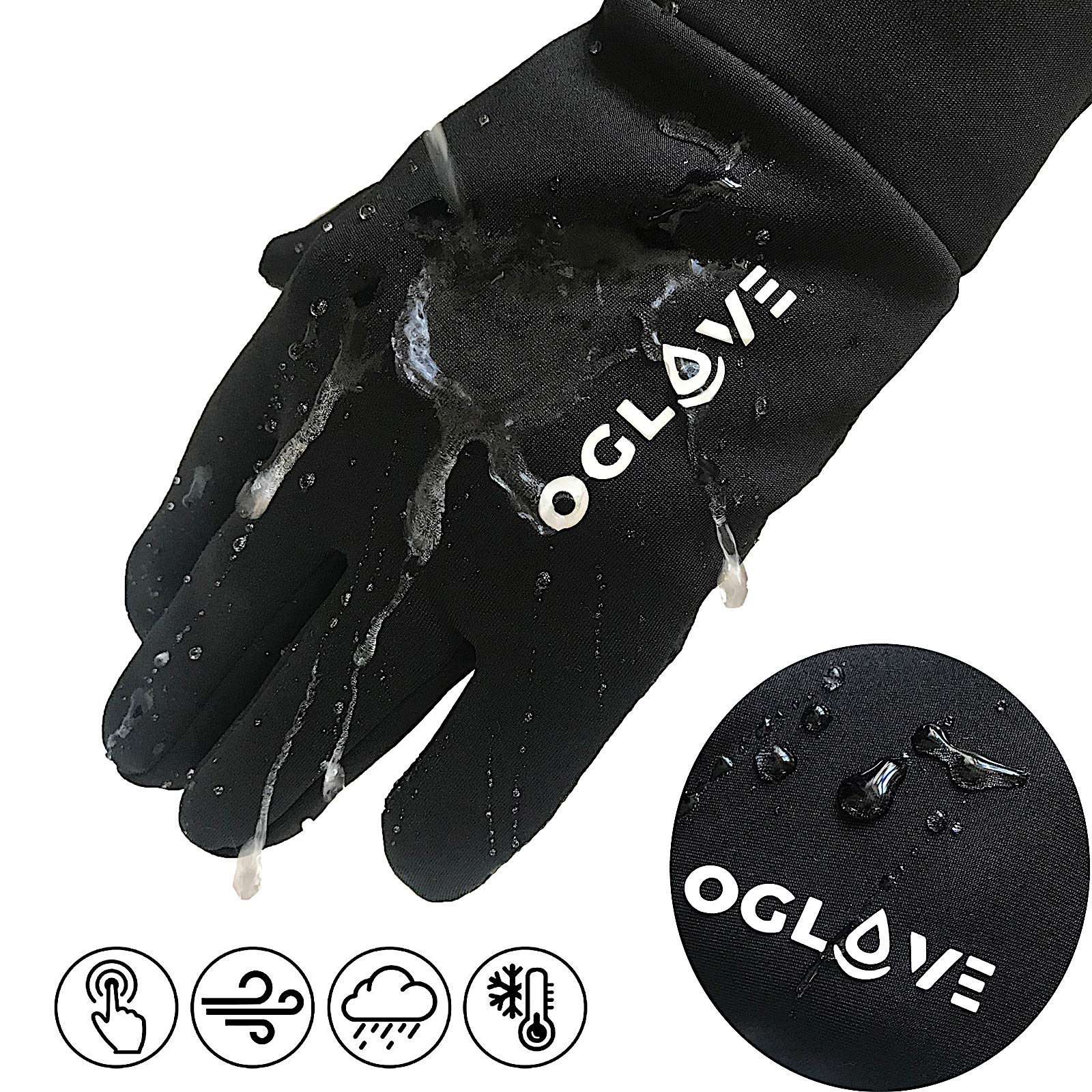 OGLOVE Waterproof Thermal Sports Gloves, Touchscreen Sensitive Field Gloves for Football, Rugby, Running, Mountain Biking, Cycling and More, Adult Medium