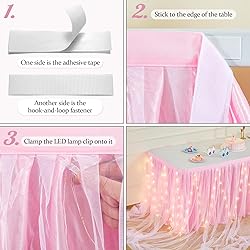 Shillance 14ft Pink Tulle Table Skirt for Rectangle