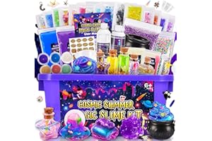 Slime Kit, decked Galaxy Slime Making Kit DIY Kit Slime Kit for Girls with Glitter Powder, Galaxy Stickers Craft Kits for Kid