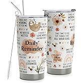 HOMISBES Positive Daily Affirmations For Women - Positive Thoughts Travel Mug - Inspirational Gifts - Mental Health Gift - Stainless Steel Tumbler 20oz