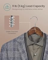 SONGMICS Wooden Hangers Set of 10 with Shoulder Notches Dark Walnut view 4