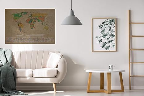 Vliestapete mit Weltkarte (208x146 cm) Fototapete mit Landkarte im Retro Look - UV- & wasserbeständiger Druck - Wallpaper ink