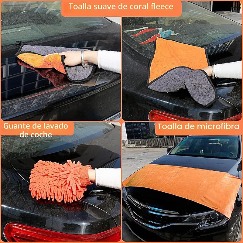Juego de limpieza para el coche, juego de lavado de coche, juego de 17 piezas para el cuidado del coche para limpieza interior y exterior, salpicadero, rejilla de ventilación, motor, ruedas