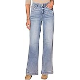 Democracy Women's Skyrise Ab Solution Round Up Wide Leg Jeans with Double Side Seam