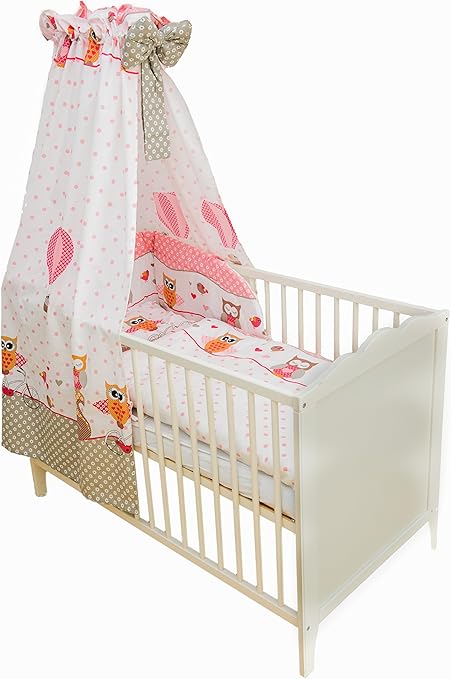 Swaddyl Ensemble De Literie Bebe 5 Pieces Taie D Oreiller Housse De Couette Drap Housse Tour De Lit Ciel De Lit Bebe Hibou Rose Amazon Fr Bebes Puericulture