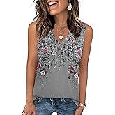 Zeagoo Tank Tops for Women 2026 Summer Top Henley Shirts Dressy Casual Loose Fit V-Neck Button Down Sleeveless Tshirt Blouse