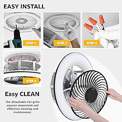PrimeMall Bladeless Ceiling Fan with Light and