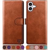 SUANPOT Compatible with iPhone 16 6.1" Wallet case with RFID Blocking Credit Card Holder,Flip Book PU Leather Protective Cover Women Men for Apple 16 Phone case Light Brown