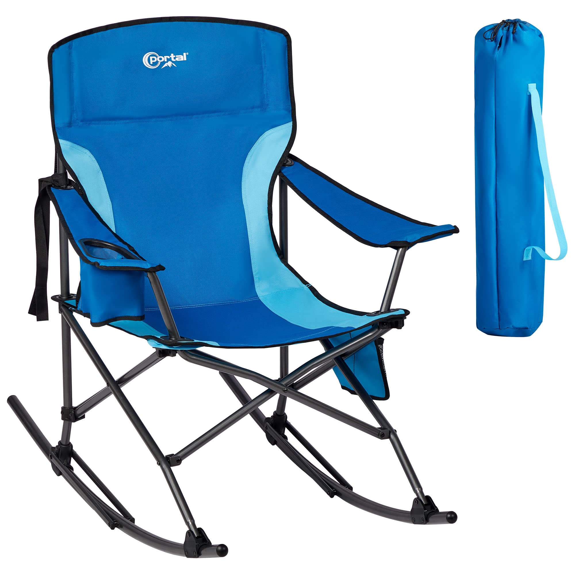 Photo 1 of ***IMAGE REFERENCE***Portal Outdoor Rocking Chair Camping Folding Portable Rocker with Cup Holder Side Pocket Carry Bag, Support 300LBS (Science Blue)