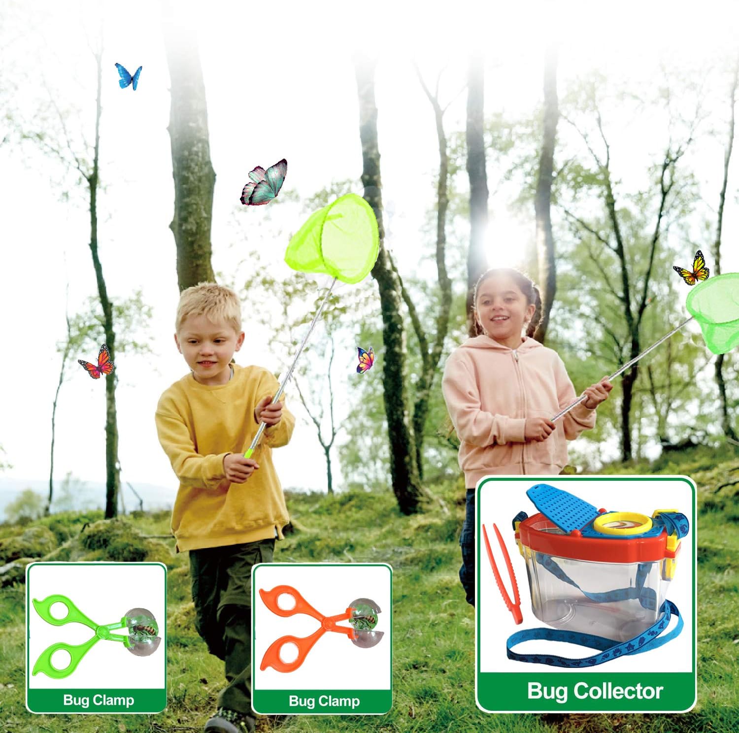 Explorer Kit Kids Outdoor Adventure Camping Bug Catcher Kit Binoculars Educational Nature Exploration Gift for Boys Girls Green: Toys & Games
