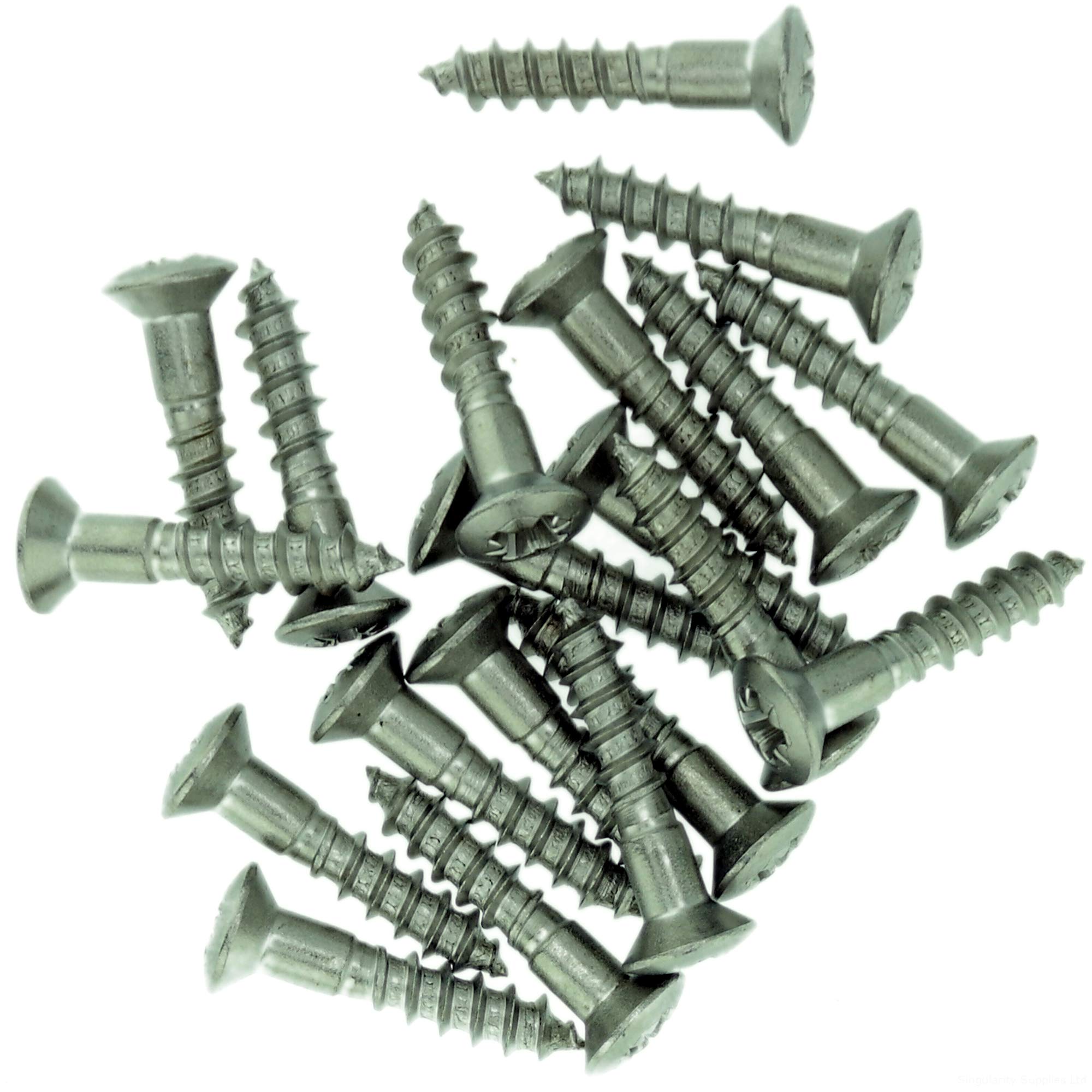 No.6 x 1.38 (3.5mm x 35mm) Pozi Raised Countersunk Wood Screw - Stainless Steel (A2) (Pack of 20)