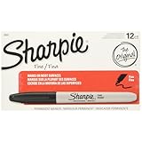 Sharpie Permanent Markers, Fine Point, Black, 12 Count (Pack of 12)
