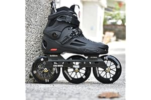 Professional Inline Skates, Black Speed Roller Skates for Unisex, Outdoor Rollerskates with 3 X 125mm Wheels, for Men Women A